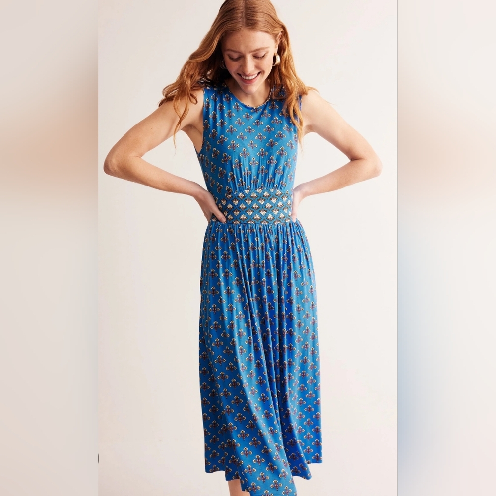 Boden Thea Sleeveless Midi Dress, Blue, Size 10R
